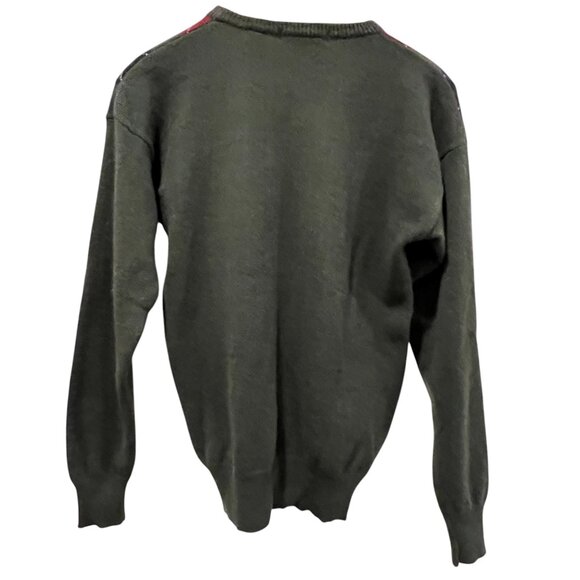 Embassy Row Argyle Cashmere Wool Crew Sweater, Green Navy Maroon, M - Picture 5 of 6